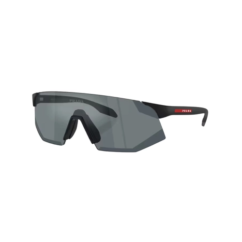 Óculos de Sol Prada Linea Rossa 0PS C03SU 12P5L042 Acetato Preto Fosco com lentes na cor Cinza Espelhado