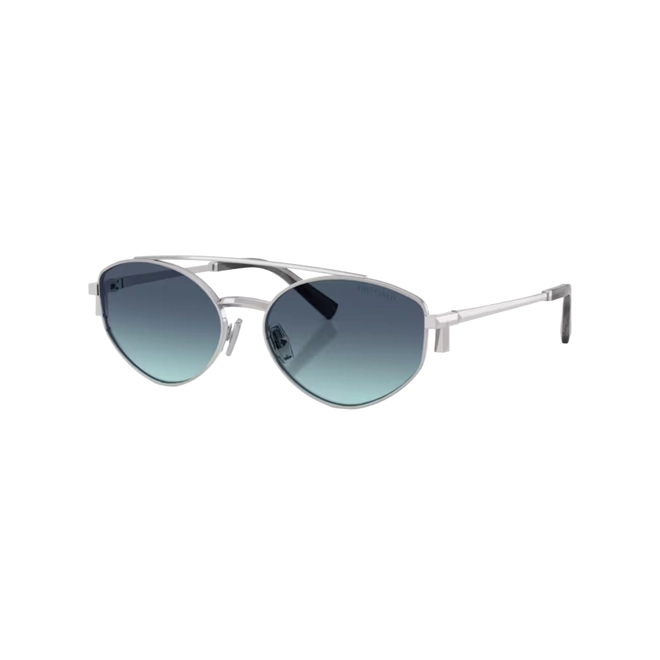 Óculos de Sol Tiffany 0TF3125 60019S56 Metal Prateado com lentes na cor Azul Degradê 1