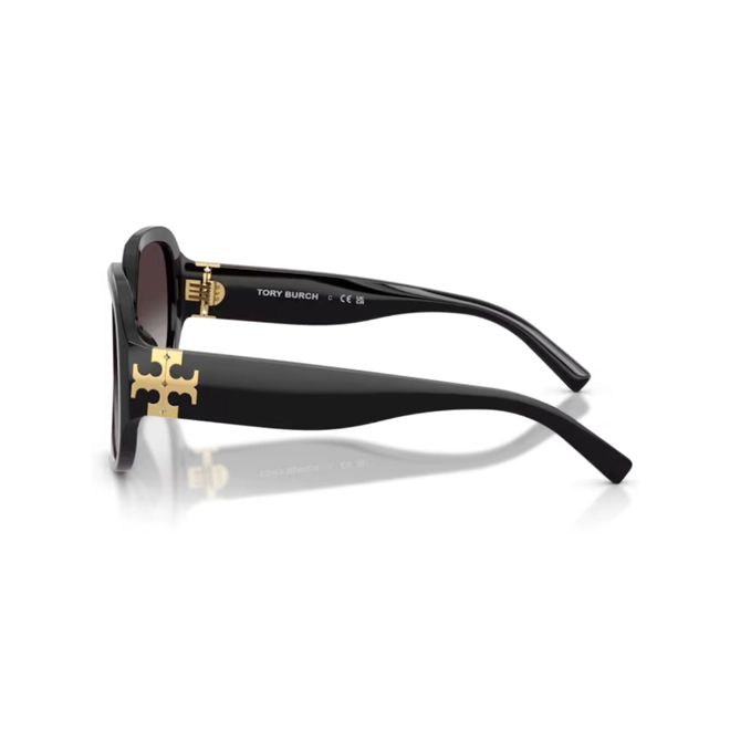 Óculos de Sol Tory Burch 0TY7237U 17098G56 Acetato Preto com lentes na cor Cinza Degradê 3