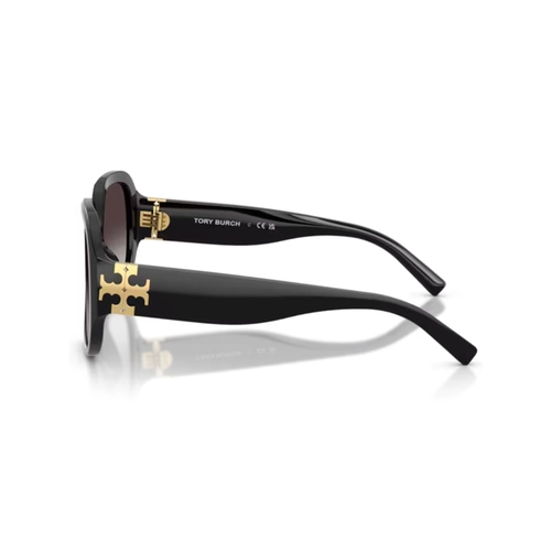 Óculos de Sol Tory Burch 0TY7237U 17098G56 Acetato Preto com lentes na cor Cinza Degradê