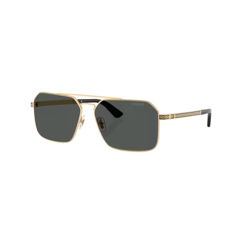 Óculos de Sol Versace 0VE2306 15238760 Metal Dourado com lentes na cor Cinza Escuro