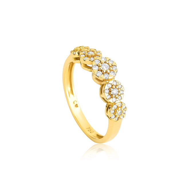 Anel aparador flores em ouro 18k com 30pts de Diamantes 1