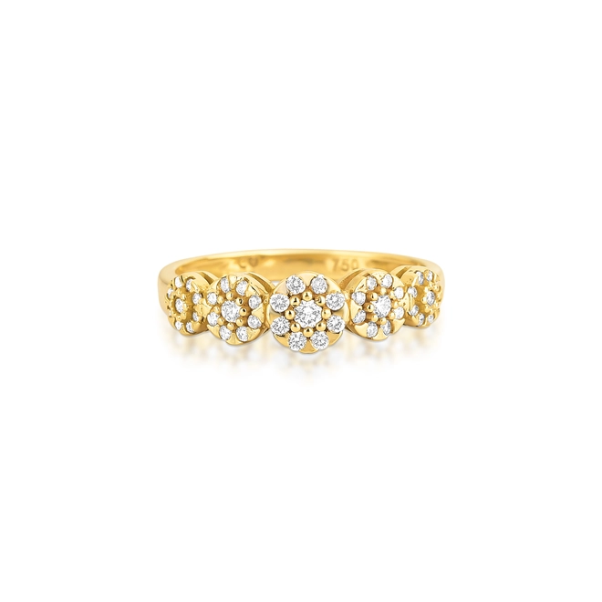 Anel aparador flores em ouro 18k com 30pts de Diamantes 2