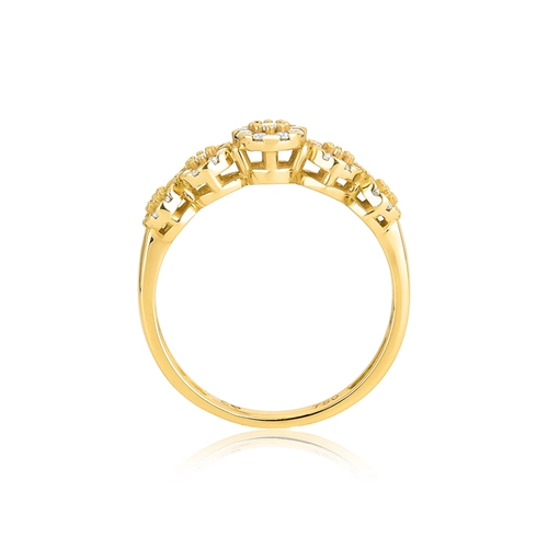 Anel aparador flores em ouro 18k com 30pts de Diamantes