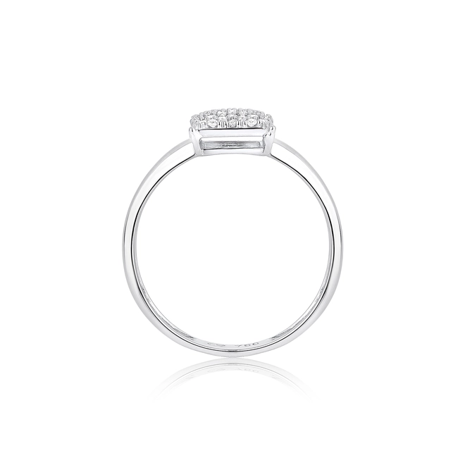 Anel geométrico retangular ouro branco 18k com pavê 26pts de Diamantes 3