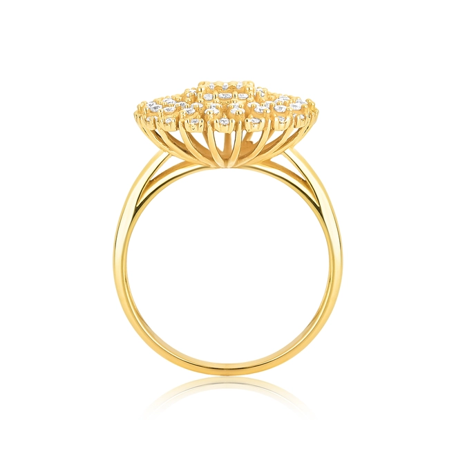 Anel Flor em ouro 18k chuveiro com 65pts de Diamantes 3