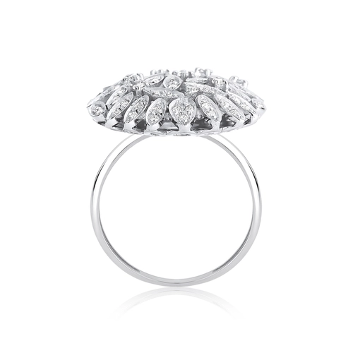 Anel Chuveiro em ouro branco 18k navetes com 46pts de Diamantes