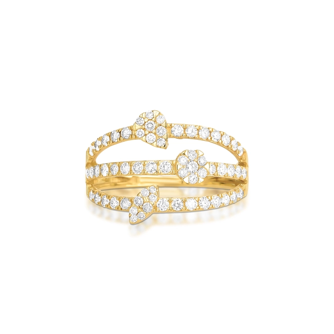 Anel três aros em ouro 18k com 75pts de Diamantes 2