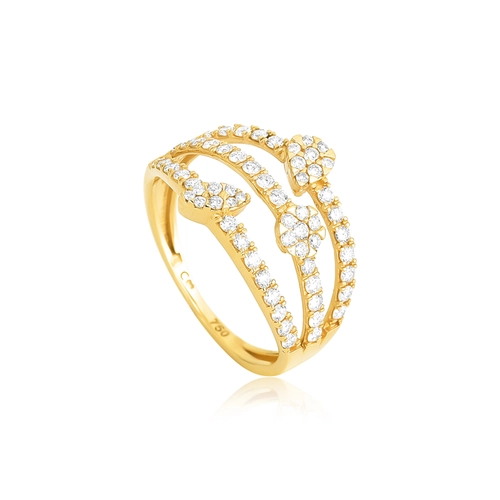 Anel três aros em ouro 18k com 75pts de Diamantes