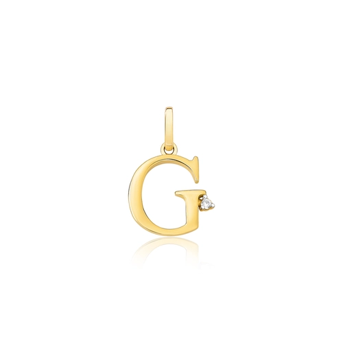 Pingente Roman em ouro 18k letra "G" polida com um Diamante