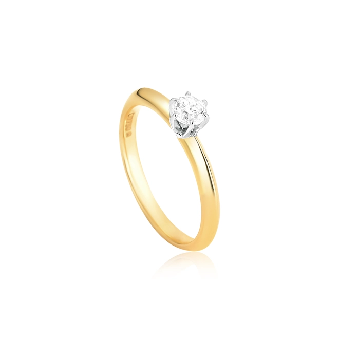Anel Solitários Cisse em ouro amarelo e branco 18k com 30pts de Diamantes 1