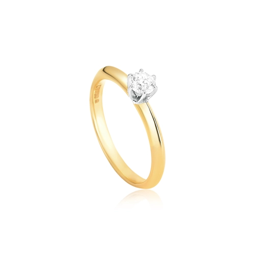 Anel Solitários Cisse em ouro amarelo e branco 18k com 30pts de Diamantes