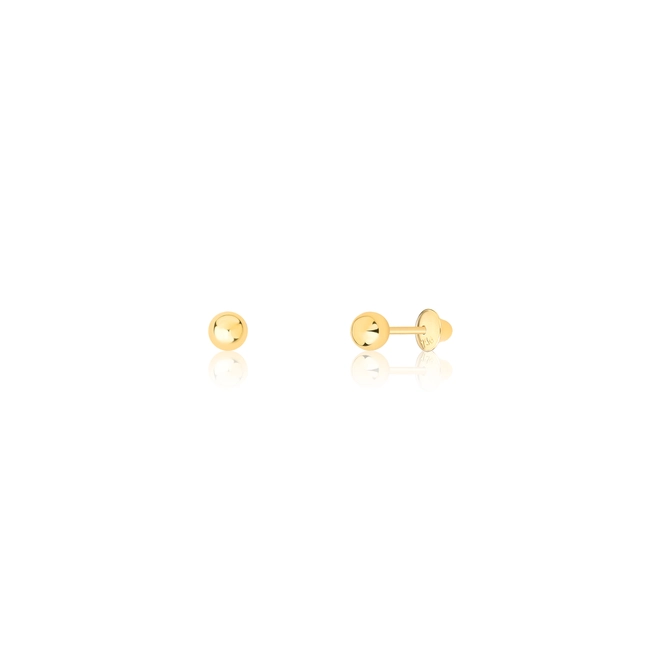 Brinco Essentials infantil em ouro 18k bola polida 3MM 1