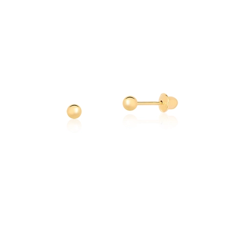 Brinco Essentials infantil em ouro 18k bola polida 3MM