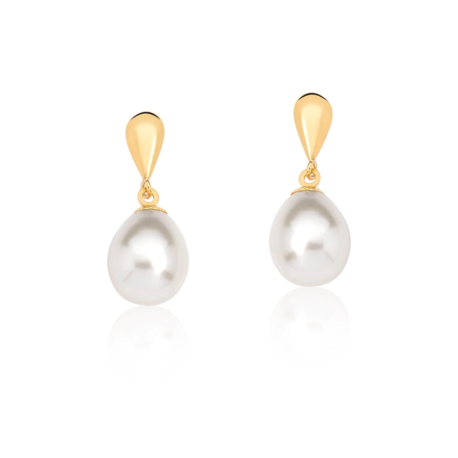 Brinco Essentials pingente gotas ouro 18k com Pérola Biwa 7MM 1