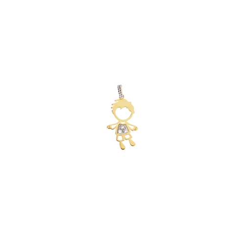 Pingente filhos ouro amarelo e branco 18k menino com Diamantes