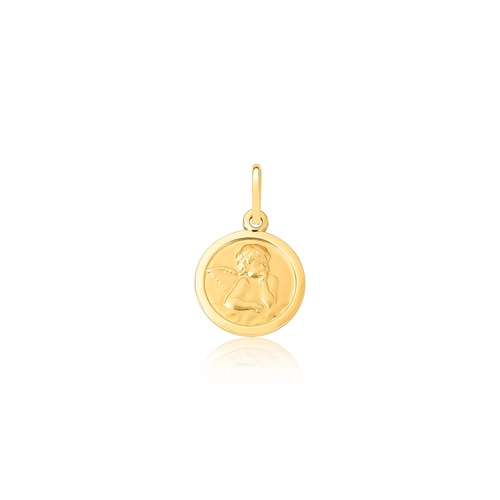 Pingente Essentials medalha redonda em ouro 18k religiosos Anjo Pensador