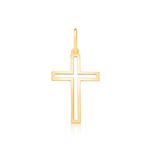 Pingente Essentials religiosos em ouro 18k cruz vazada polida