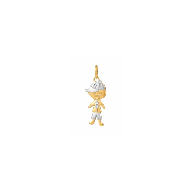 Pingente filhos Menino rodinado ouro 18k com1,5pts de Diamante 1