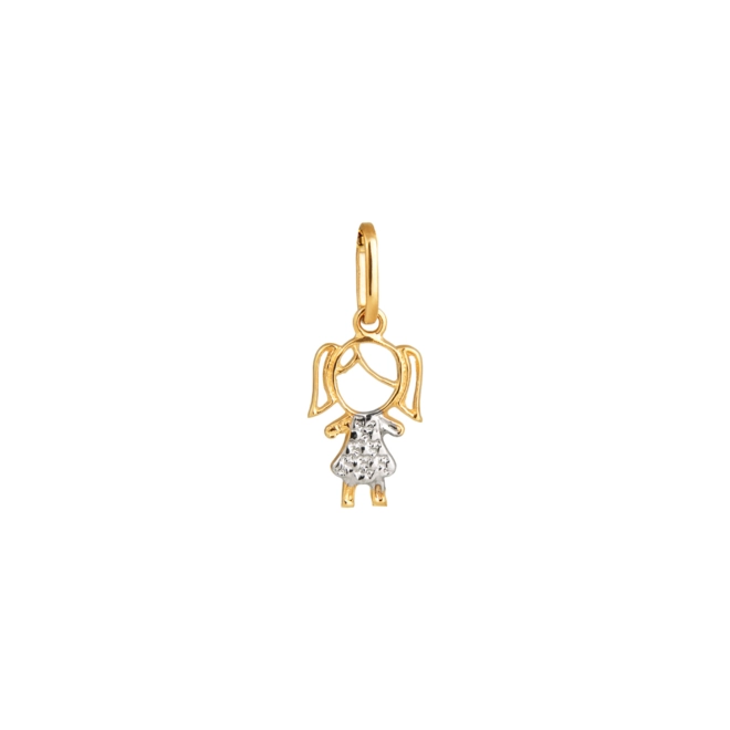 Pingente Essentials filhos menina ouro 18k vazada vestido rodinado 1