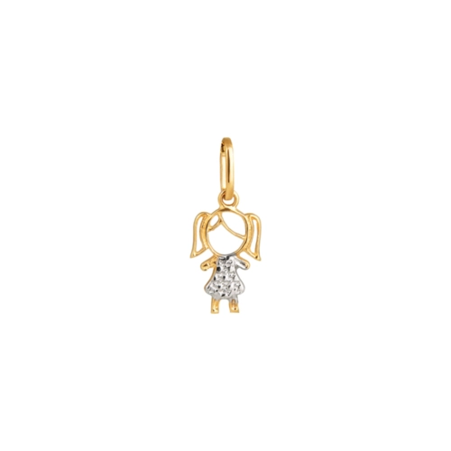 Pingente Essentials filhos menina ouro 18k vazada vestido rodinado
